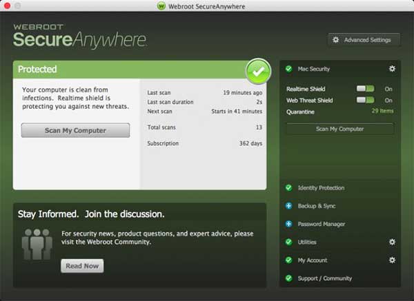 phần mềm Webroot SecureAnywhere AntiVirus