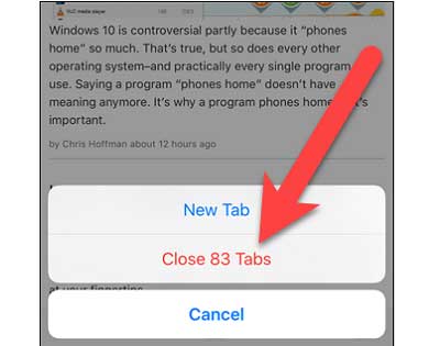 Đóng nhanh các tab Safari
